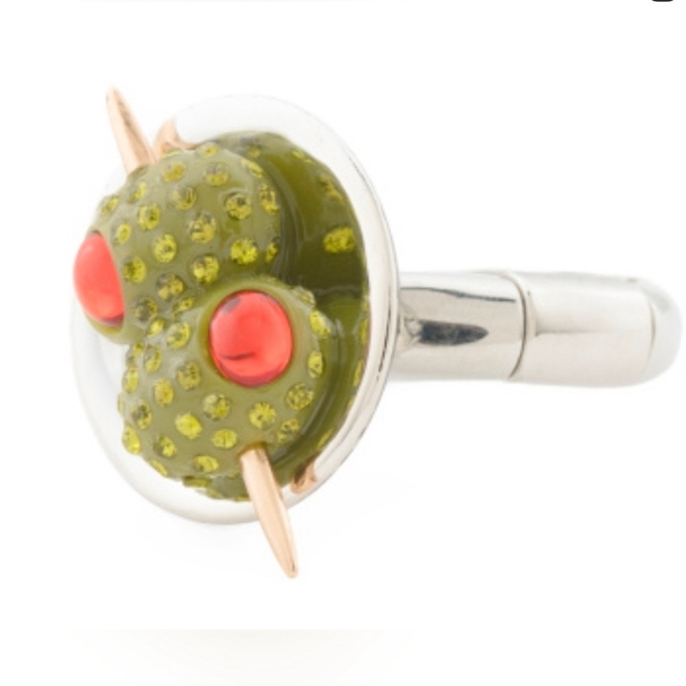 👉✨️ Betsey Johnson Silver Olive Martini Glass Ring